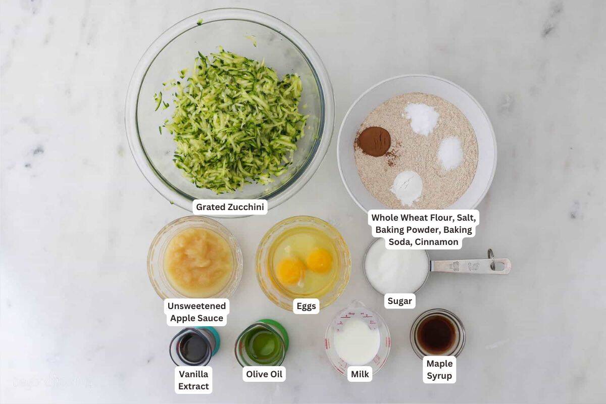 Ingredients for Zucchini Bread With Applesauce.