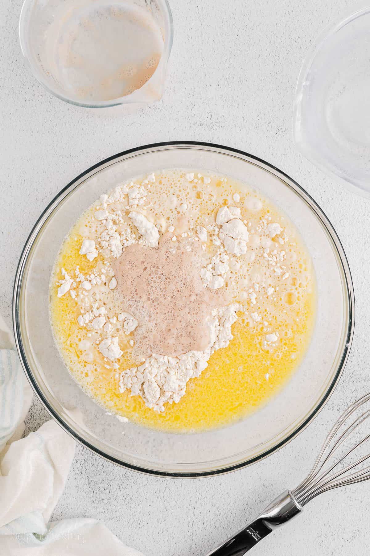 Melted butter and flour in a bowl