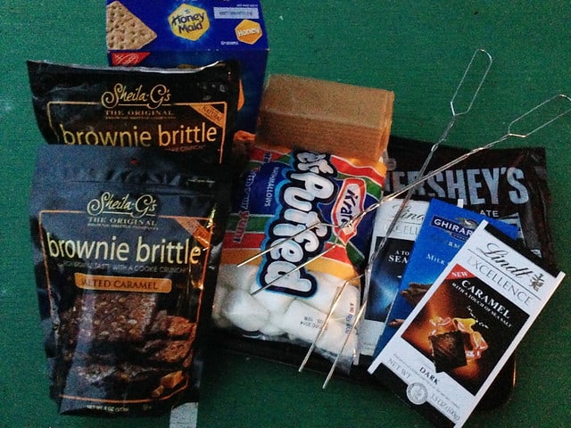 Overhead view of a pile of vacation treats