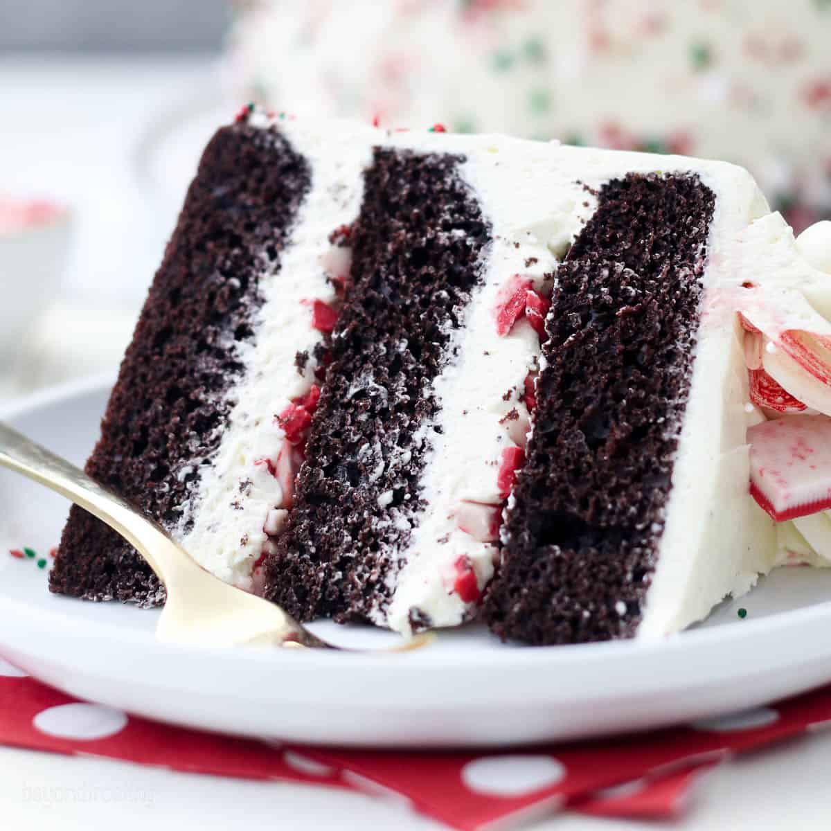 Dark Chocolate Cake with Peppermint Cream Cheese Glaze - Domestically  Creative