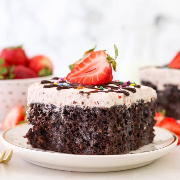 Strawberry Milkshake Poke Cake | Beyond Frosting