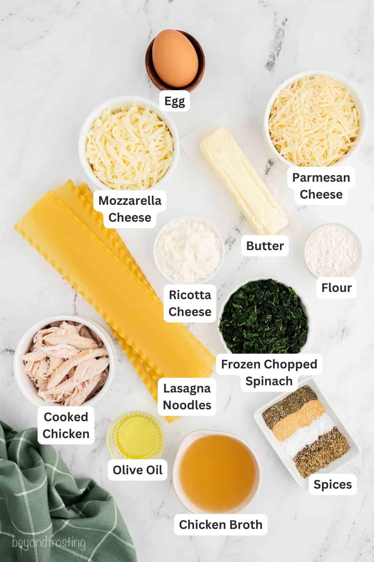 Ingredients for Chicken Lasagna.