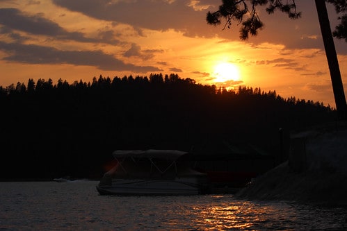 Sunset over a hill at Bass Lake