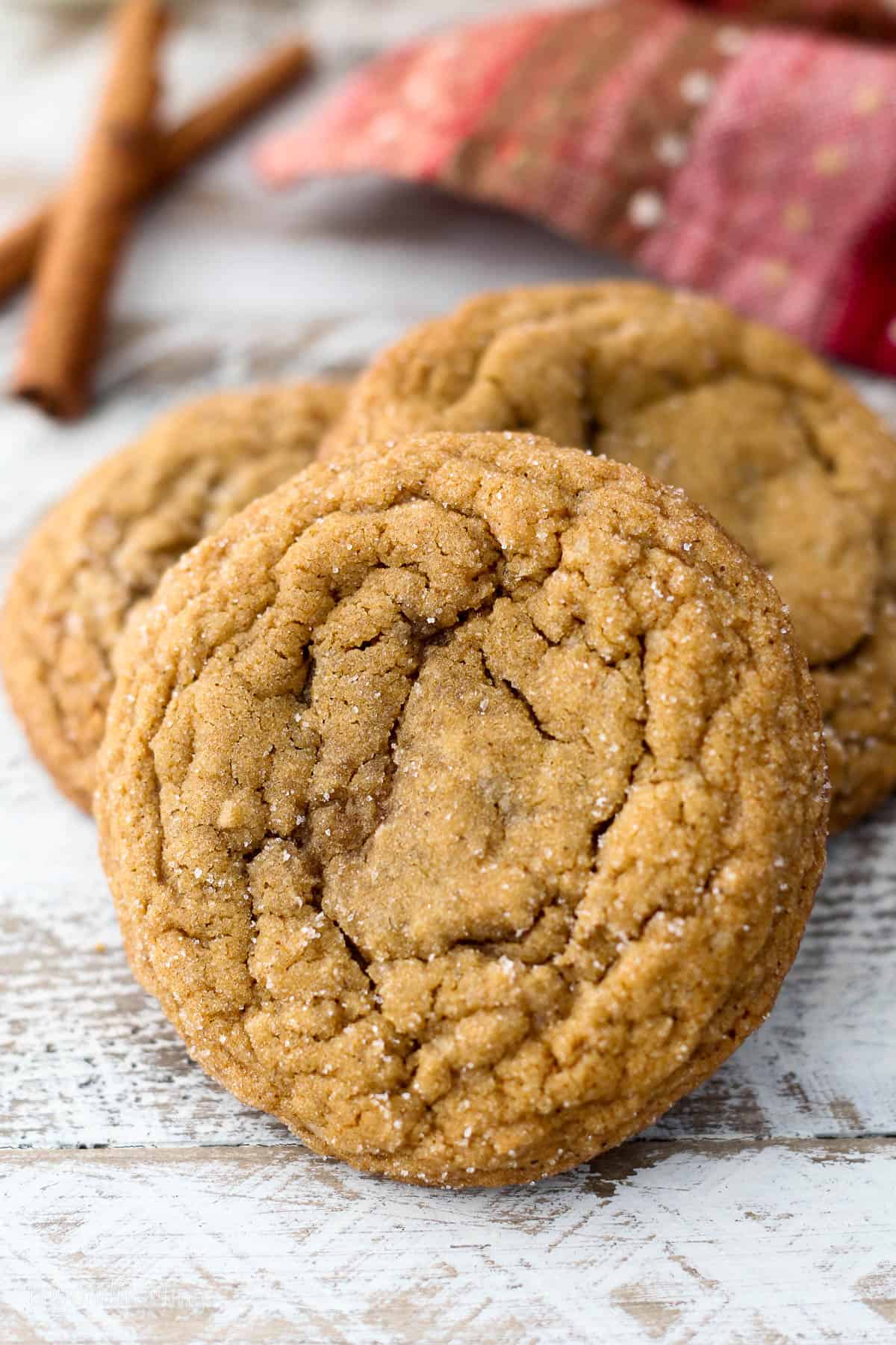 three cookies leaning on one another