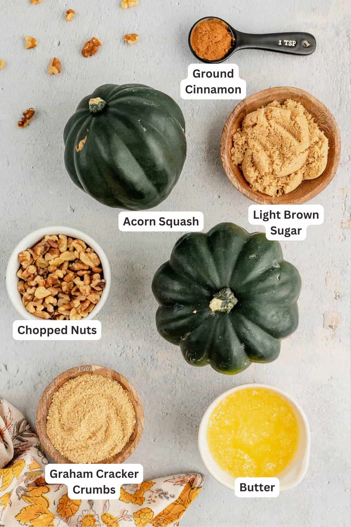Ingredients for Baked Acorn Squash.