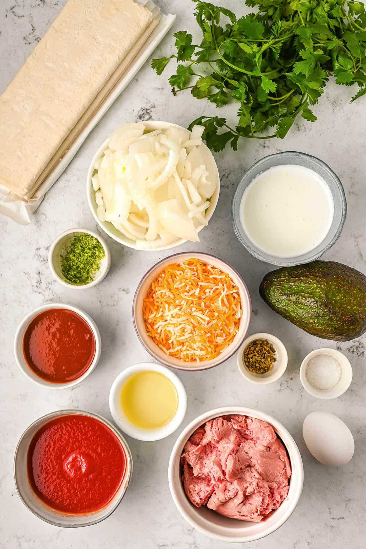 The ingredients for homemade chicken empanadas.