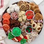 Overhead view of a Christmas Cookie Tray
