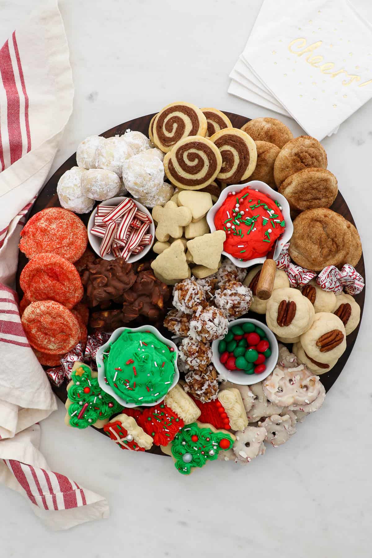 Overhead view of a Christmas Cookie Tray