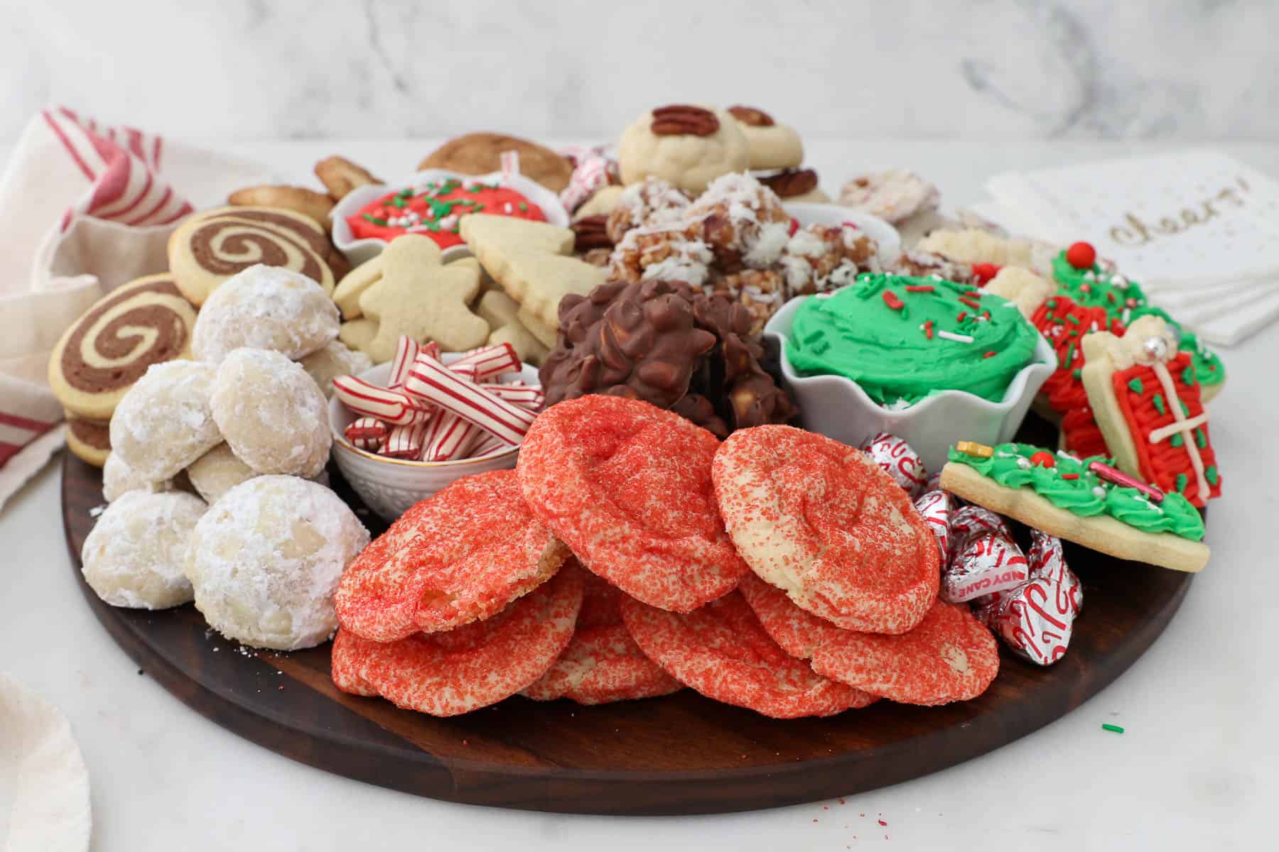 wide angle shot of a Christmas Cookie Tray