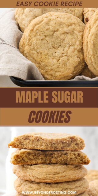 two pictures of maple cookies titled "Maple Sugar Cookies. Easy Cookie Recipe".