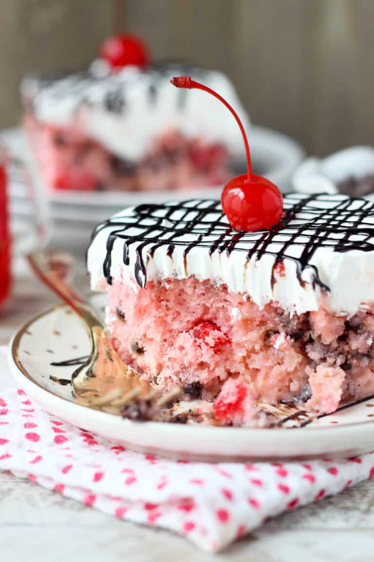 Cherry Chocolate Chip Poke Cake | Beyond Frosting