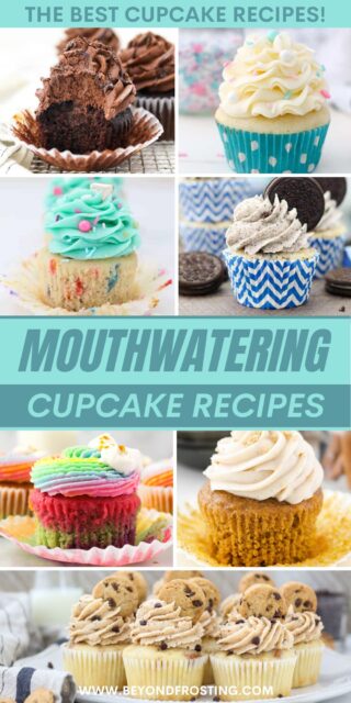 Collage pin of various cupcake recipes with text overlay