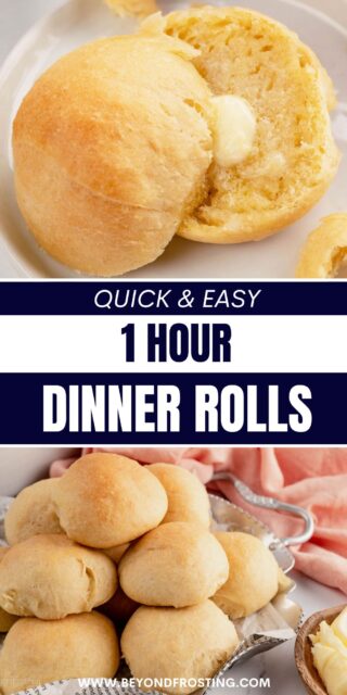 Pinterest title image for Quick 1 Hour Dinner Rolls.