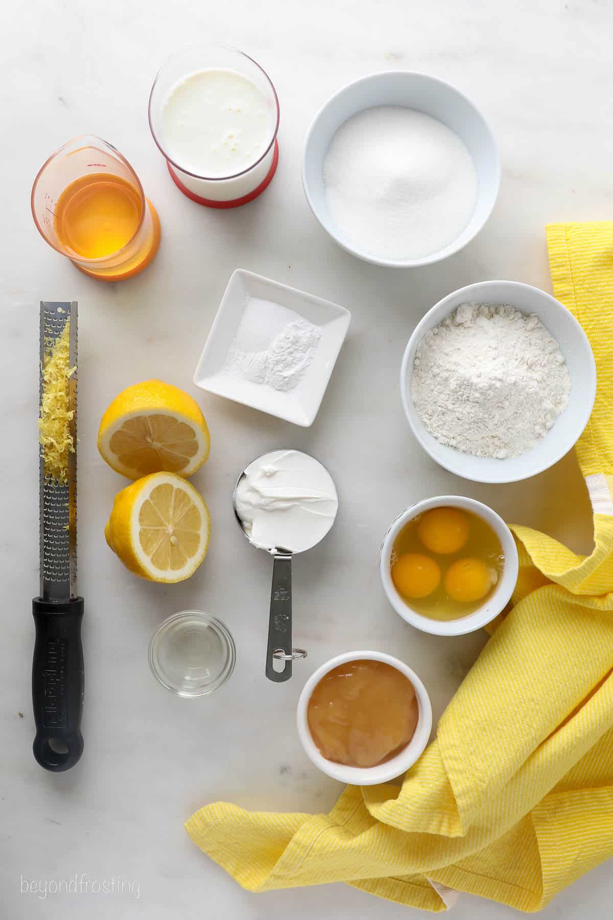 The ingredients for lemon curd cake.