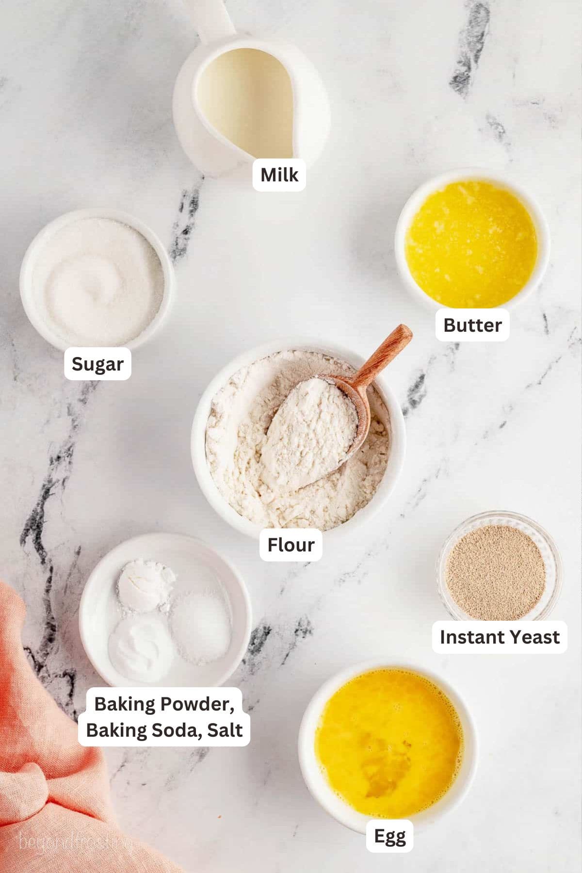 Ingredients for Quick Dinner Rolls.