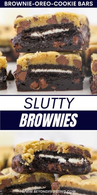 Pinterest title image for Slutty Brownies