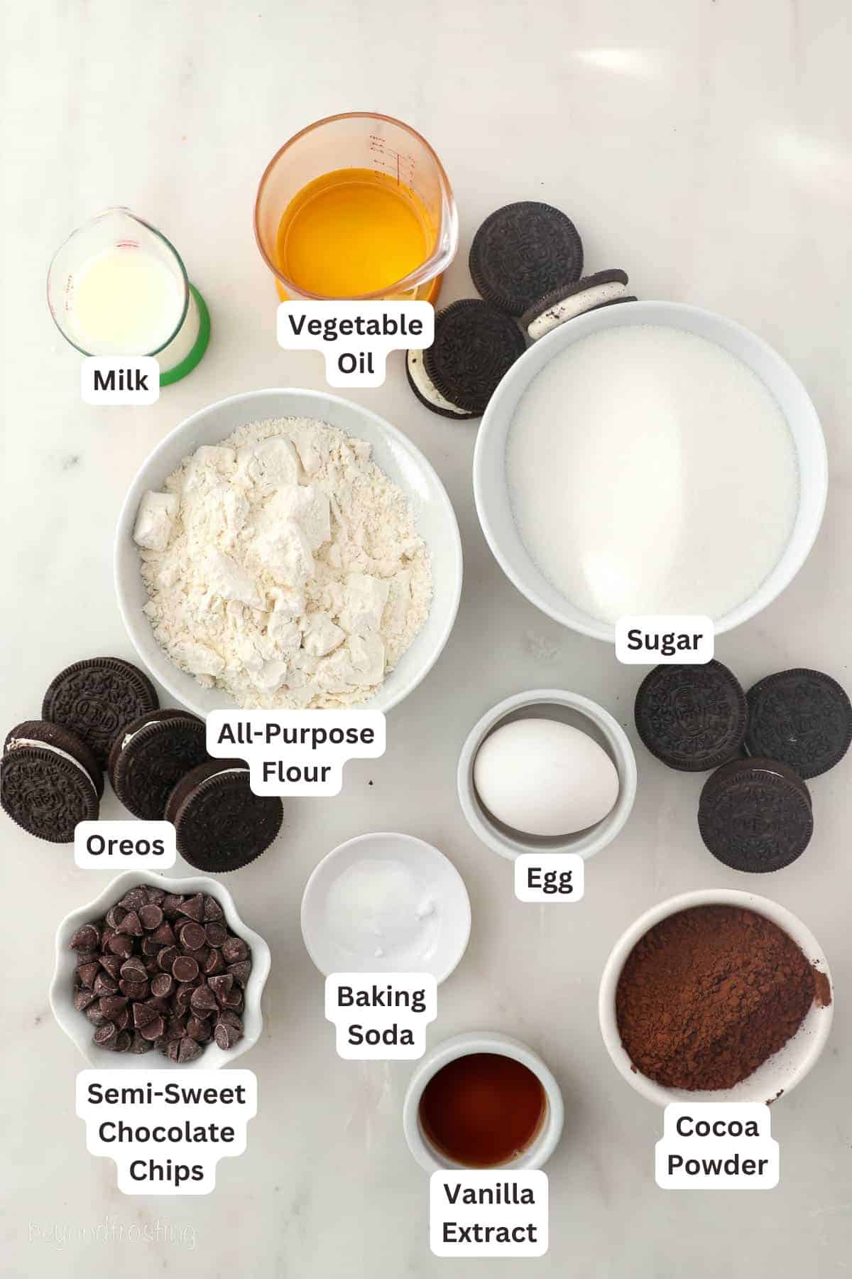 Ingredients for Easy Oreo Brownies.