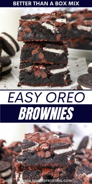 Pinterest title image for Oreo Brownies.