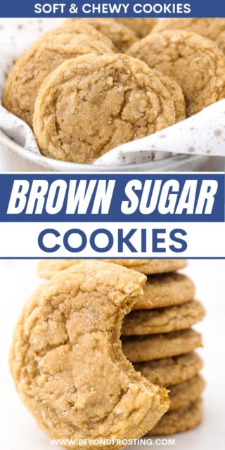 Pinterest image for brown sugar cookies with text overlay