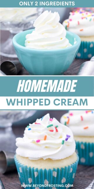 Pinterest image for whipped cream recipe with text overlay