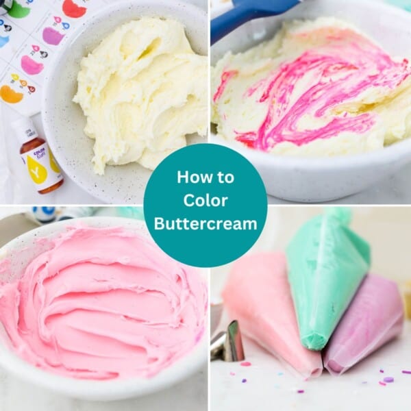 Pinterest collage image with text overlay "How to Color Buttercream"