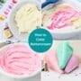 Pinterest collage image with text overlay "How to Color Buttercream"