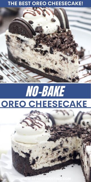 Pinterest image for Oreo Cheesecake with text overlay
