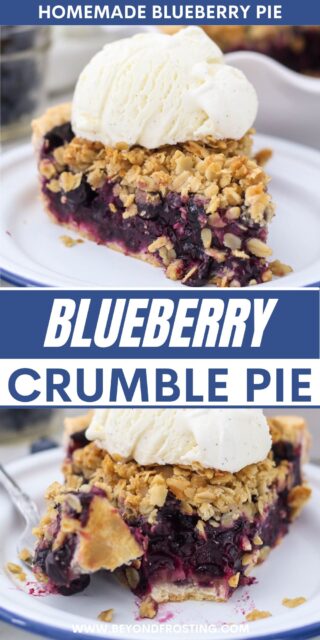 Pinterest image for blueberry pie with text overlay