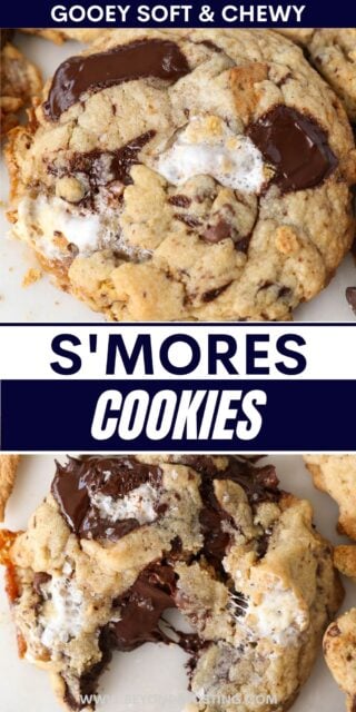 Pinterest title image for S'mores Cookies.