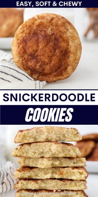 Pinterest title image for Snickerdoodle Cookies.