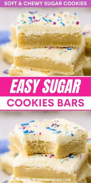 Pinterest image for Sugar cookie bars with text overlay
