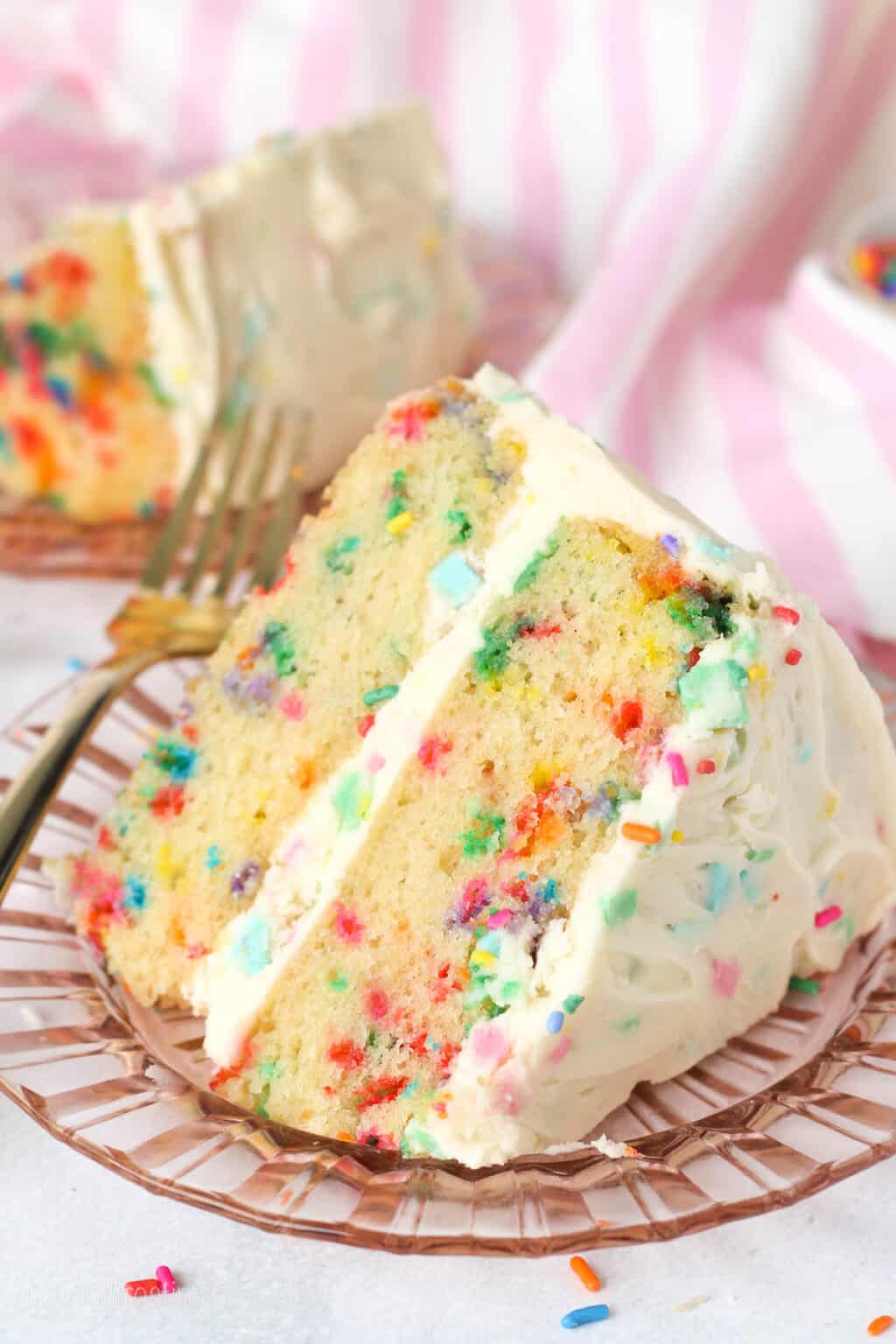 Confetti Cake with Rainbow Chip Frosting | Beyond Frosting