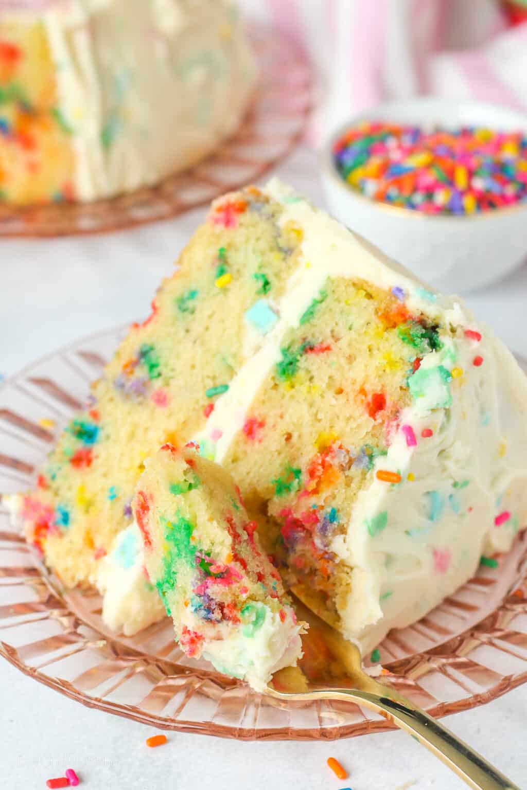 Confetti Cake With Rainbow Chip Frosting 