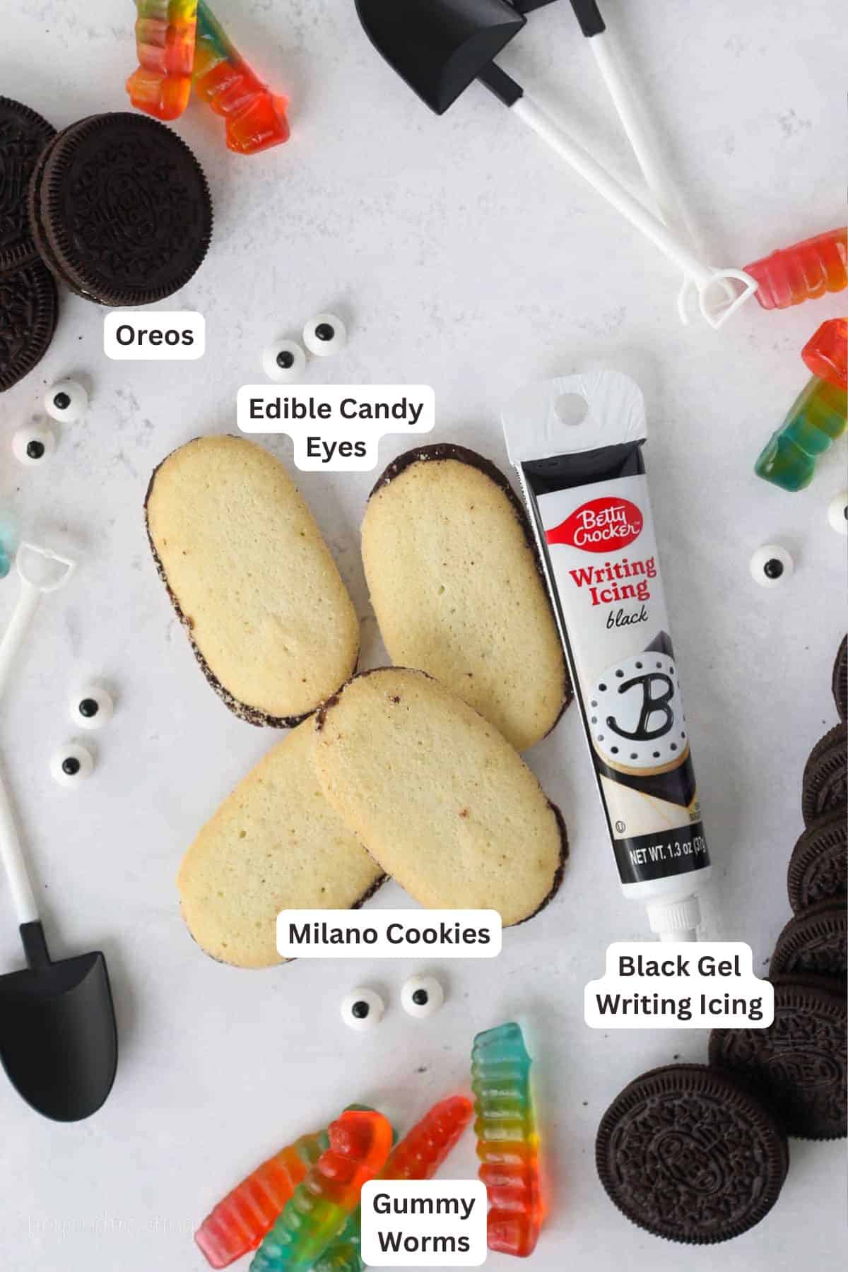 Ingredients for Halloween Dirt Cups.