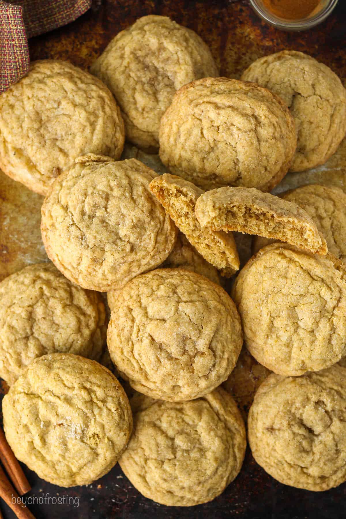 Overhead view of assorted pumpkin sugar cookies.