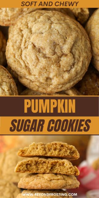 Pinterest title image for Pumpkin Sugar Cookies.