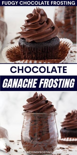 Pinterest title image for Chocolate Ganache Frosting.