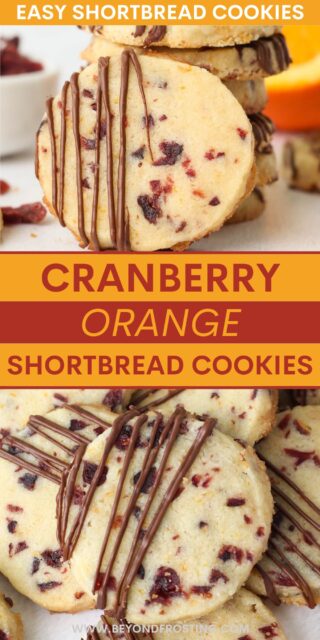 Pinterest title image for Cranberry Orange Shortbread Cookies.