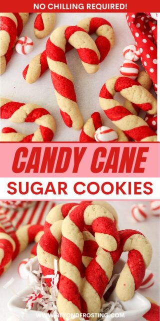 Pinterest title image for Candy Cane Sugar Cookies.