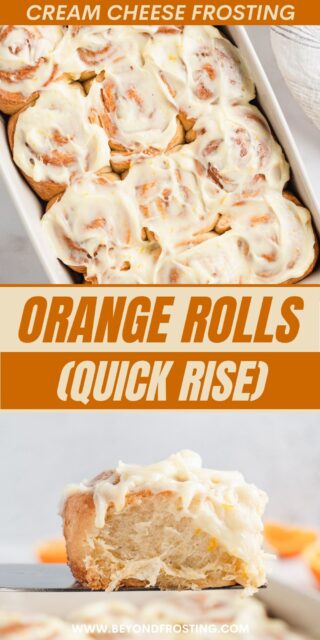 Pinterest title image for Orange Rolls (Quick Rise).