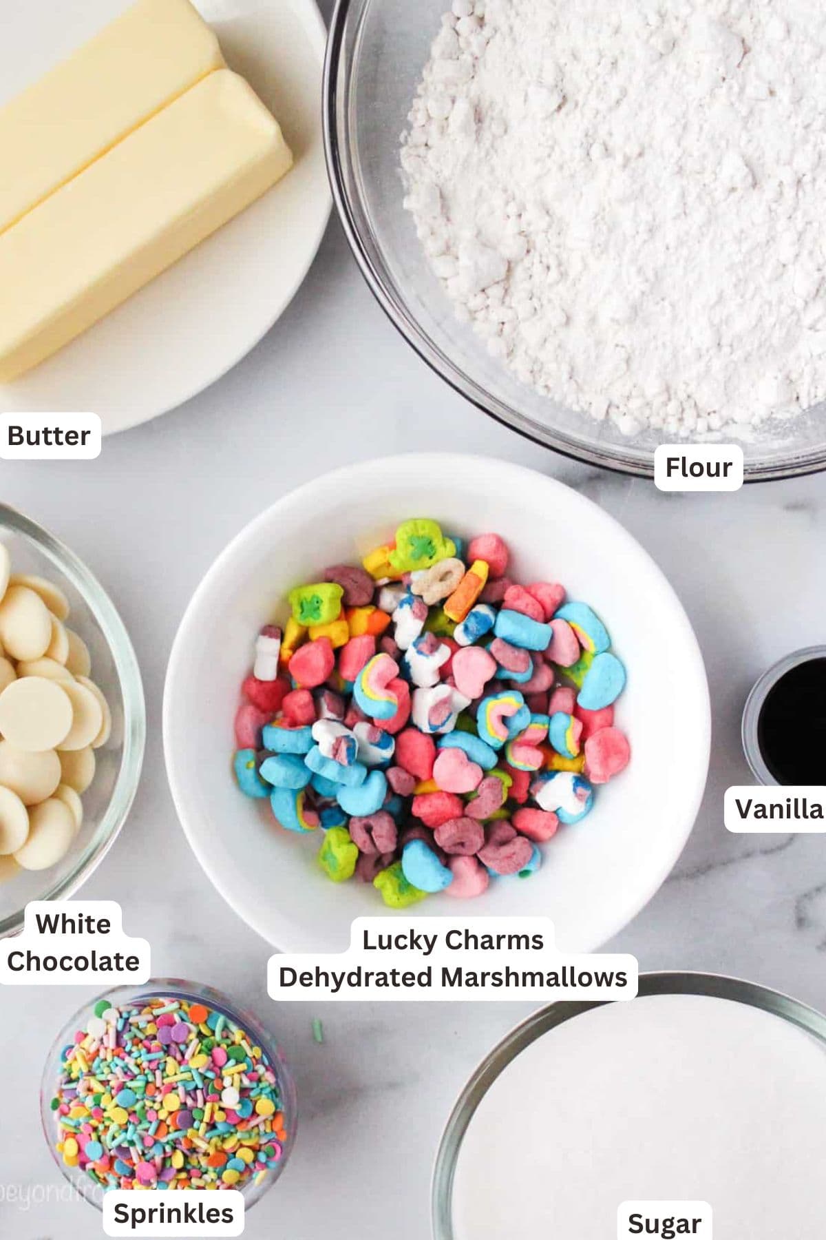 Lucky Charms cookies are soft drop sugar cookies bursting with Lucky Charms cereal. The perfect St. Patrick’s Day cookie, no chilling needed! Ingredients for Lucky Charms Cookies.