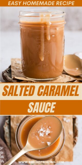 Pinterest title image for Salted Caramel Sauce.