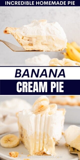 Pinterest title image for Banana Cream Pie.