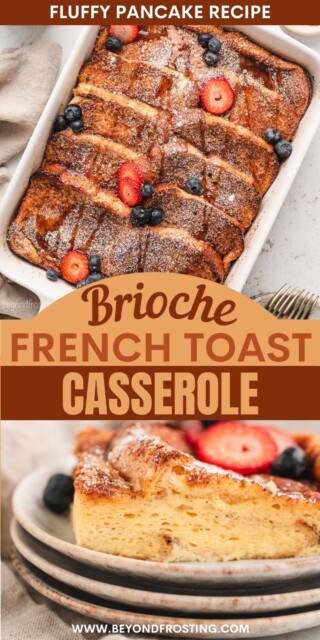 Pinterest title image for Brioche French Toast Casserole.