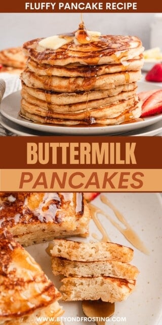 Pinterest title image for Buttermilk Pancakes.