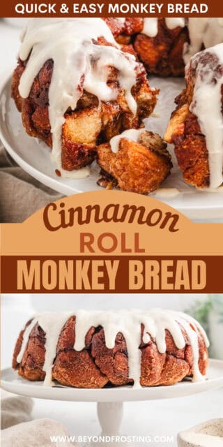 Pinterest title image for Cinnamon Roll Monkey Bread