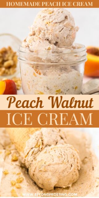 Pinterest image of peach ice cream.