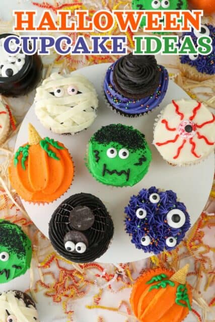 A collection of easy Halloween Cupcakes ideas with text overlay