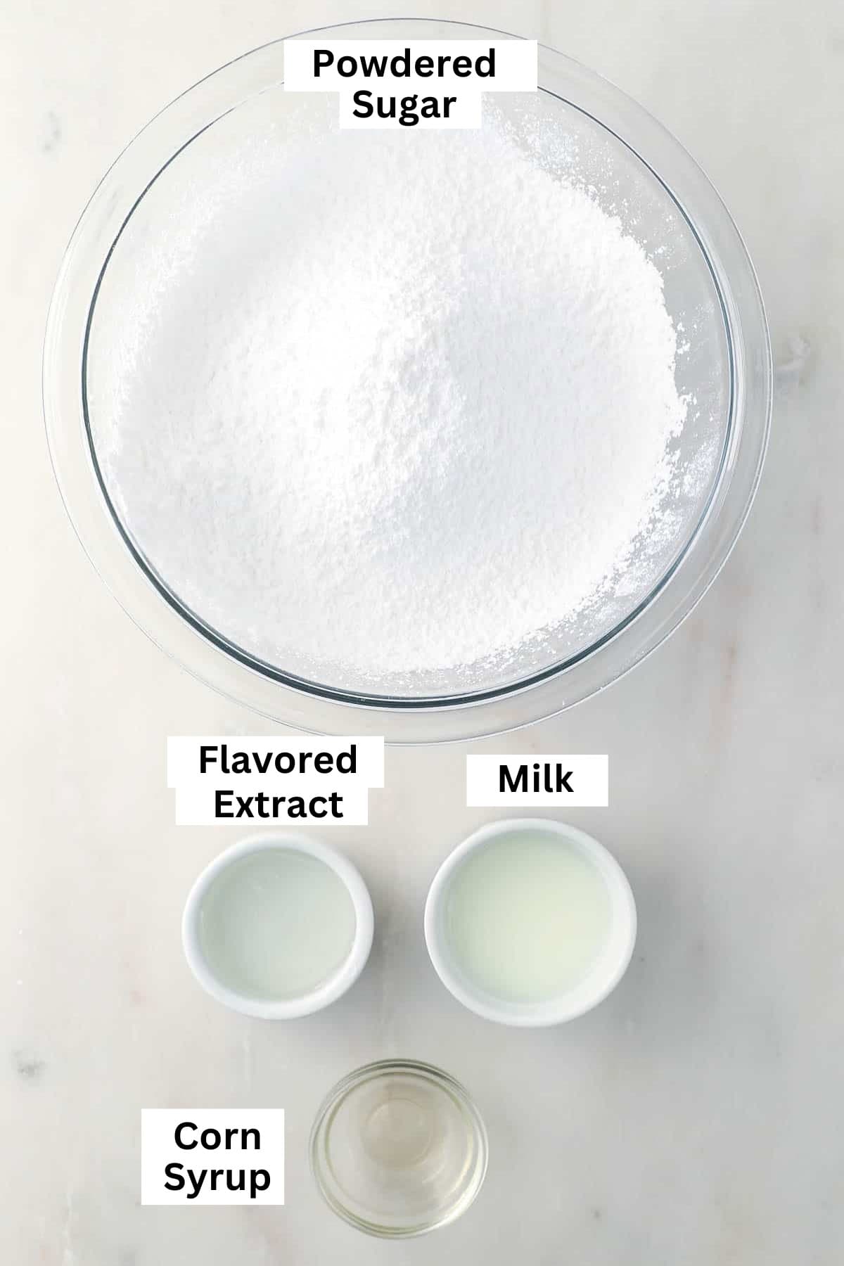 The ingredients for homemade sugar cookie icing.