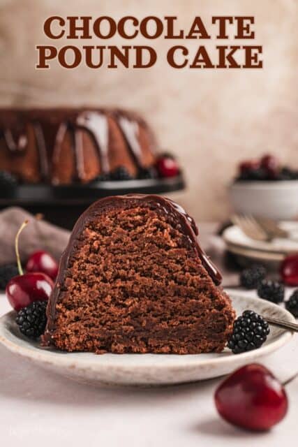 Pinterest title image for Chocolate Pound Cake.